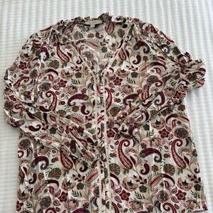 LOFT Multicolor Paisley Button Up Blouse